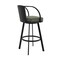 Armen Living Livingston 26" Gray Faux Leather and Black Metal Swivel Bar Stool LCLVBABLGR26 - alternate 2